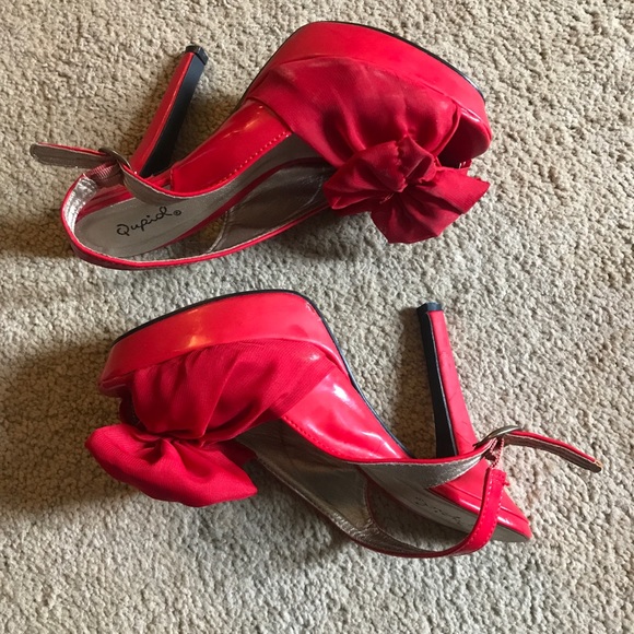 💋RED HEELS WITH BOW - Picture 2 of 5